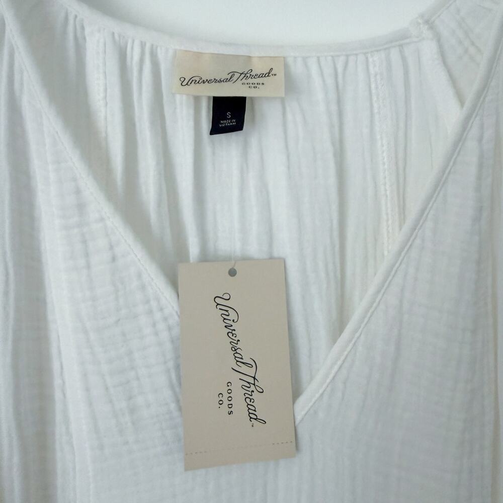 NWT Universal Thread Cotton Gauze Long Sleeve Midi Dress White - Picture 6 of 10